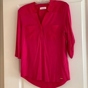 Calvin Klein hot pink blouse with sleeve buttons